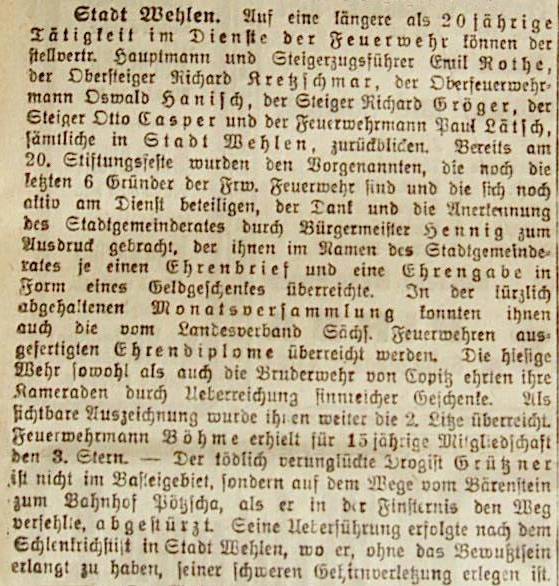 Originalausschnitt aus einer Zeitung von 1921